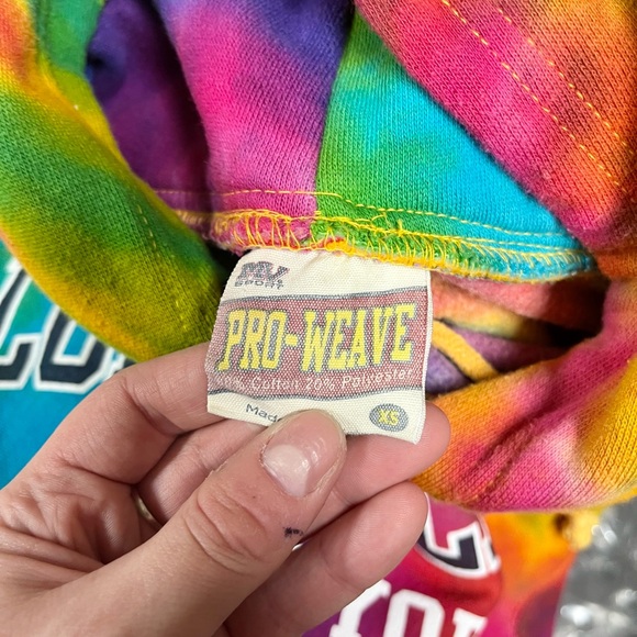 Long Island New York MV Sport Pro-Weave Tie-Dye Hoodie in Rainbow Shades - Picture 4 of 4